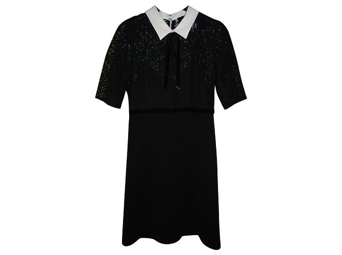 The Kooples Kleines schwarzes Spitzenkleid