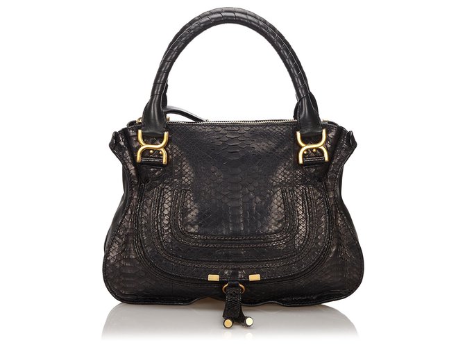 Chloé Chloe Black Python Marcie Handbag Leather  ref.154996