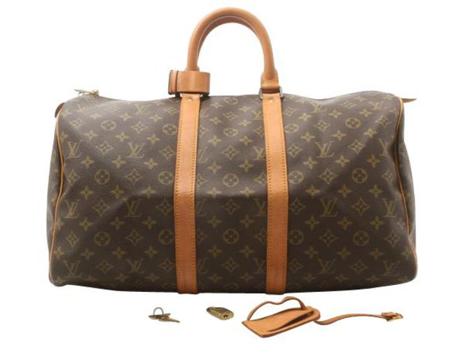 Louis Vuitton Keepall 45 Castaño Lienzo  ref.155169