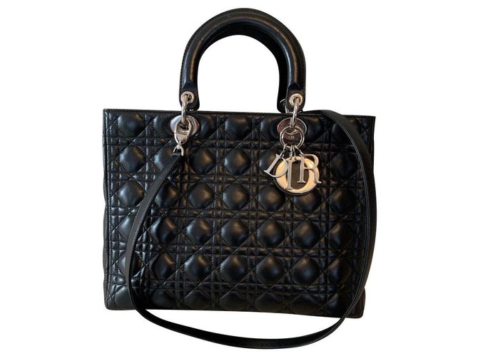 Lady Dior DIOR Black Leather  ref.155220