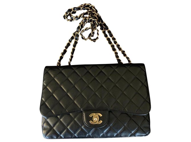 Timeless Chanel Jumbo Negro Cuero  ref.155267