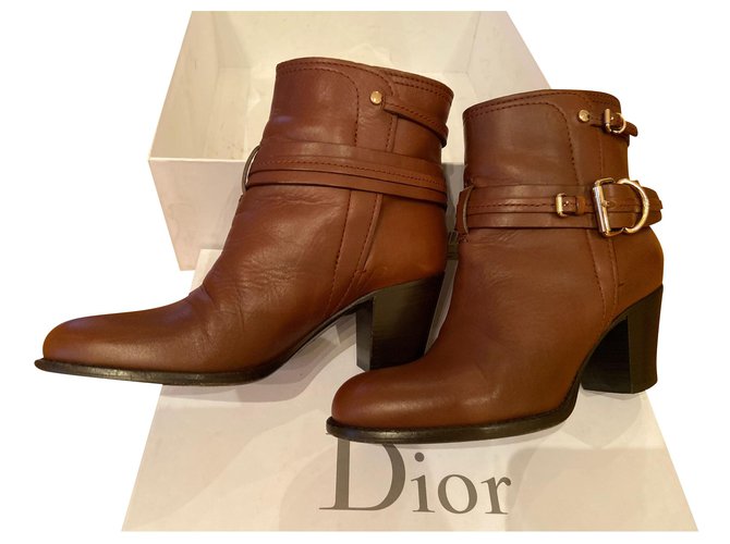 Christian Dior Dior equestrian low booties Hazelnut Leather  ref.155365