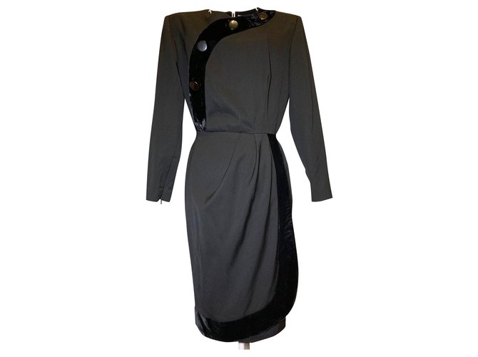 Givenchy vintage 80s evening dress Black Wool  - Joli Closet