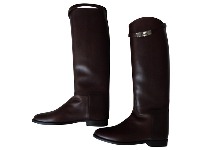 Hermès boots Cuir Marron  ref.155496