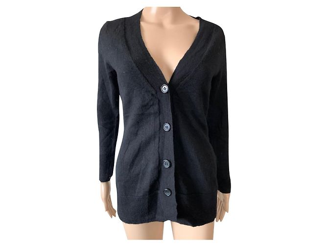 Cynthia Rowley Schwarzer Wollstrickpullover Gr. L