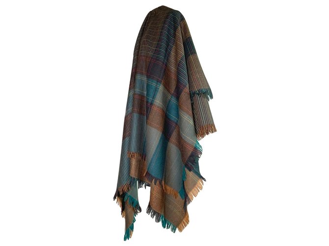 Cacharel Tartan big shawl scarf Multiple colors Wool  ref.155511