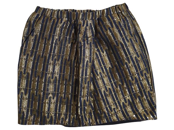 Falda Pomandère azul y dorada Talla 42 Multicolor Dorado