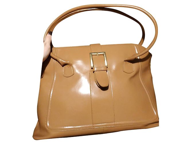 Autre Marque Sac à main en cuir glacé marron