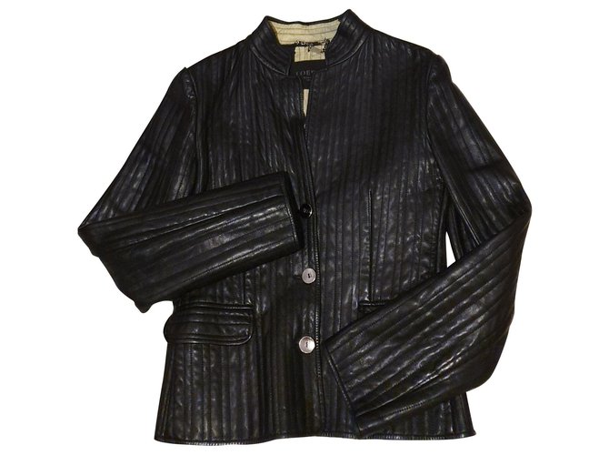 Loewe leather jacket Black Silk Lambskin  ref.155590