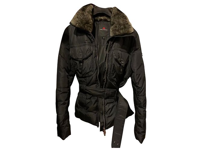Chaqueta Peuterey Negra con Cuello de Visón Negro