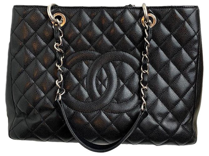 Chanel big shopping Black Leather  ref.155736