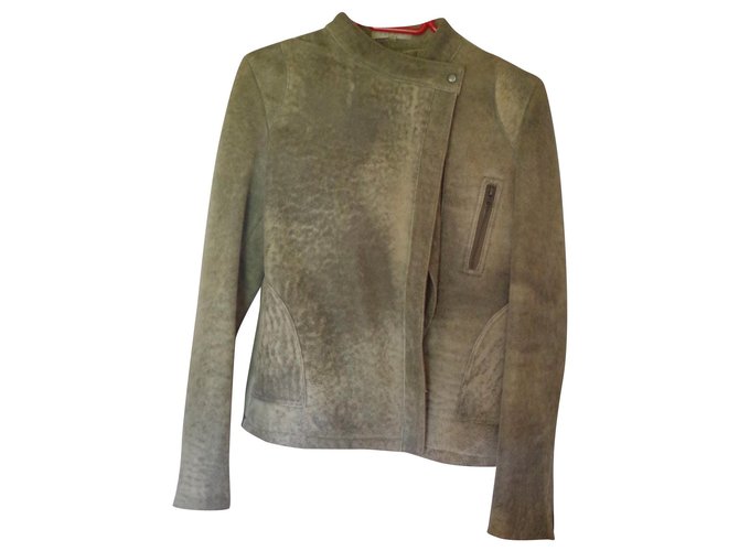 raw wool skinny sandro jacket Grey Lambskin  ref.155758