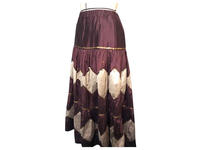 Autre Marque Silk long skirt 100% Chocolate  ref.155785