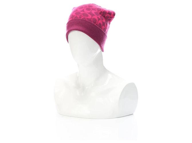 Coach hat pink wool acrylic