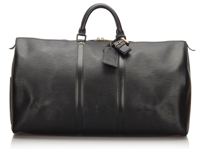 Louis Vuitton Black Epi Keepall 55 Leather  ref.155867