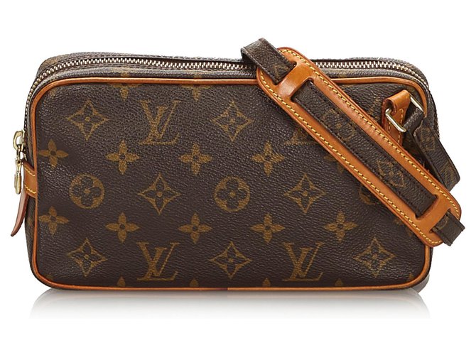 Louis Vuitton Brown Monogram Marly Bandouliere Leather Cloth  ref.155868