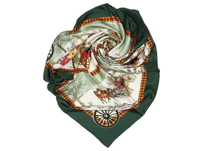 Hermès Sciarpa Hermes Green Bull and Mouth Regents Circus Piccadilly Silk Multicolore Verde Seta Panno  ref.155894