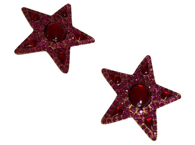 Yves Saint Laurent earrings Red Fuschia Metal  ref.155917