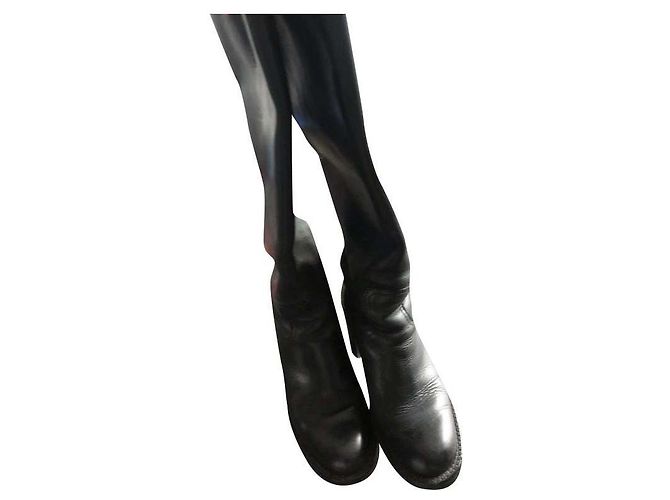 Free Lance Biker Rod High Boots Black Leather 38