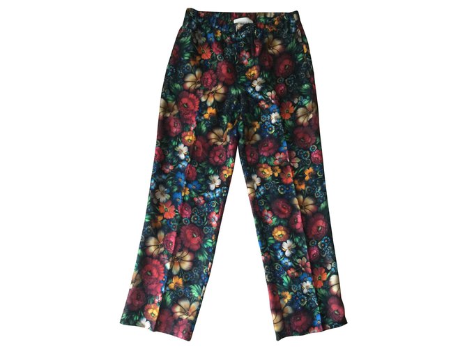 Gucci Pantalons, leggings Soie Multicolore  ref.155956