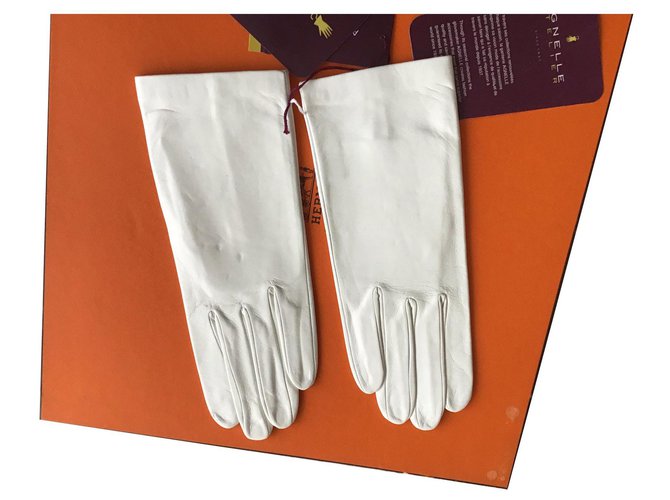 Agnelle Gloves White Leather  ref.155959