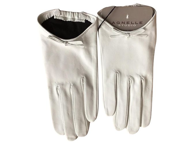 Agnelle Handschuhe Weiß Lammfell