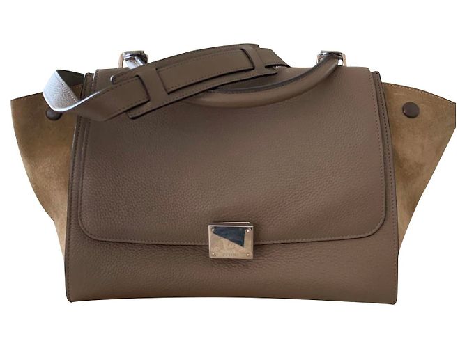 Trapèze Bolsa de mão Céline Trapeze em couro granulado taupe