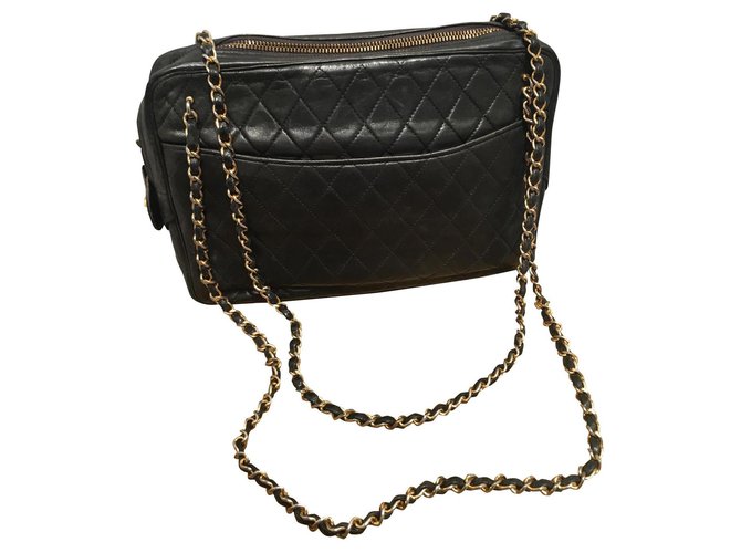 Chanel CAMELLIA Black Leather  ref.156012