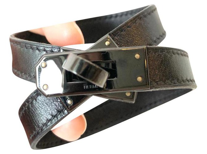 Hermès Hermes So Black Kelly lined tour bracelet Leather  ref.156020
