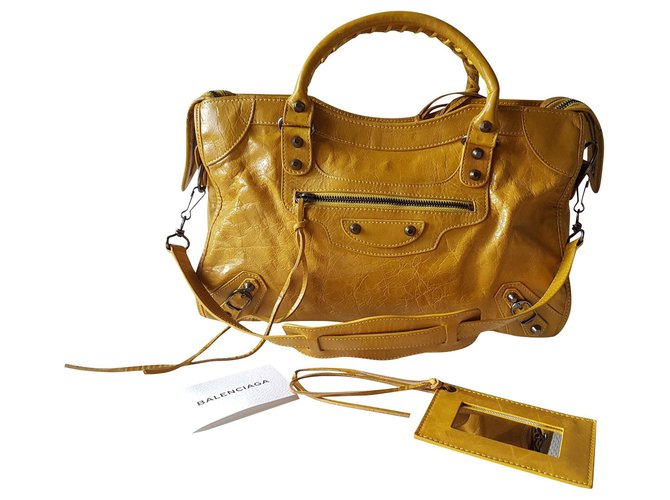 City Balenciaga Handbags Mustard Leather  ref.156030