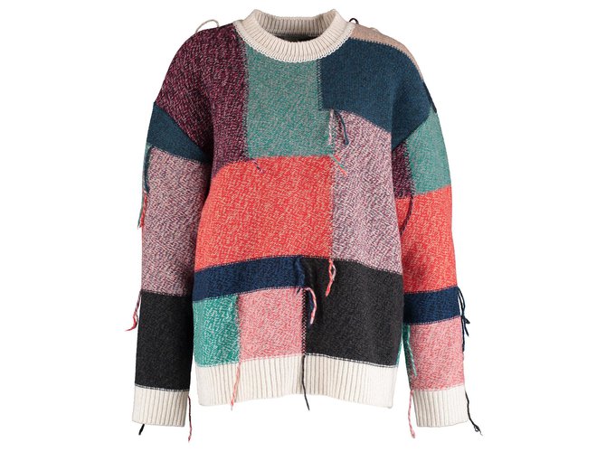 Stella Mc Cartney Maglione di lana patchwork oversize Multicolore  ref.156060