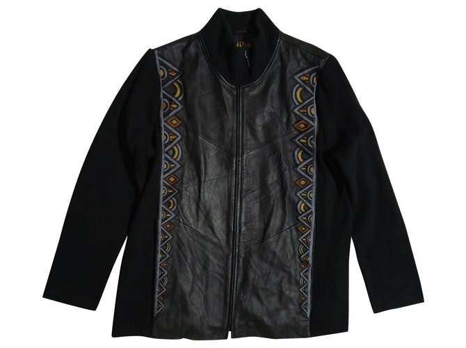 Bob Mackie Jackets Black Leather Cotton  ref.156075