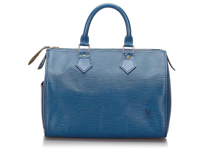 Louis Vuitton Blue Epi Speedy 25 Azul Cuero  ref.156089