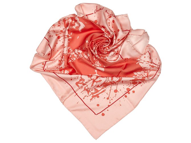 Hermès Lenço de seda rosa surpresa Hermes Cheval Vermelho Pano  ref.156100
