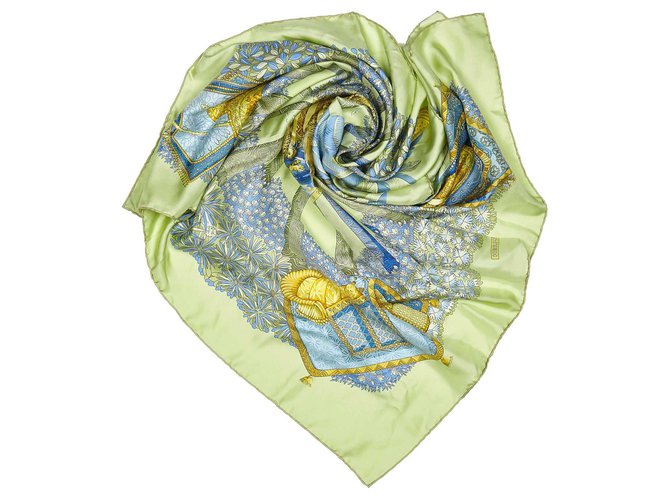 Hermès Hermes Green Ombres et Lumieres Silk Scarf Multiple colors Light green Cloth  ref.156107