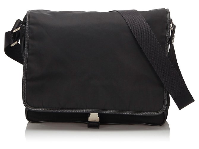Prada Black Nylon Crossbody Bag Leather Cloth  ref.156141