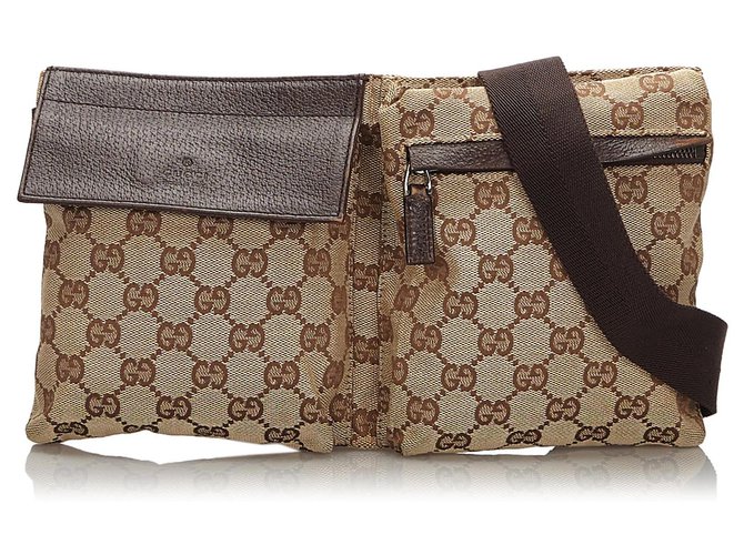 Gucci Brown GG Canvas Belt Bag Beige Leather Cloth Cloth  ref.156145
