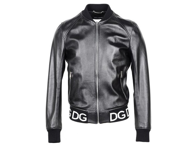 Dolce & Gabbana Dolce e Gabbana chaqueta de cuero nuevo Negro  ref.156200