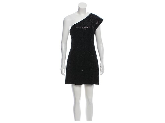 Halston Heritage Pailletten Minikleid mit einer Schulter schwarz