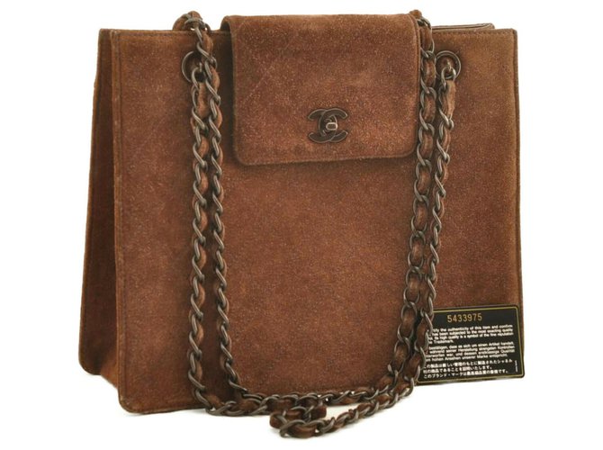 Chanel handbag Brown Suede  ref.156219