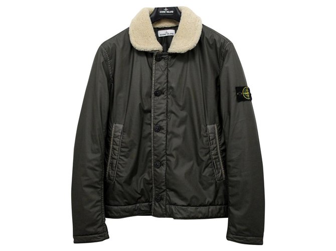 Stone Island MUSSOLA GOMMATA Casaco de pele de carneiro Castanho escuro Algodão  ref.156240