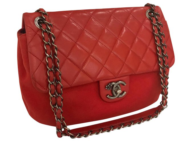 Chanel Paris-Salzburgo 27 cm Flap Bag Vermelho Couro Lã  ref.156244