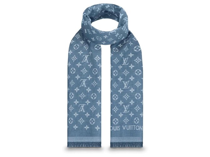 Louis Vuitton Sciarpa Blu Cotone