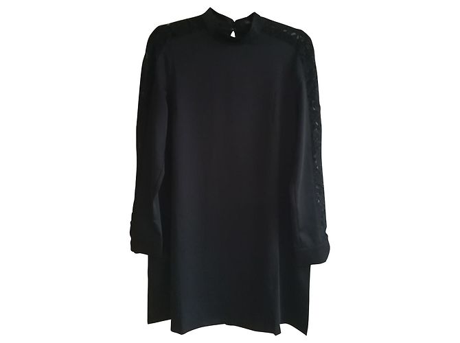 Bcbg Max Azria Schwarzes Kleid mit Spitzenärmeln