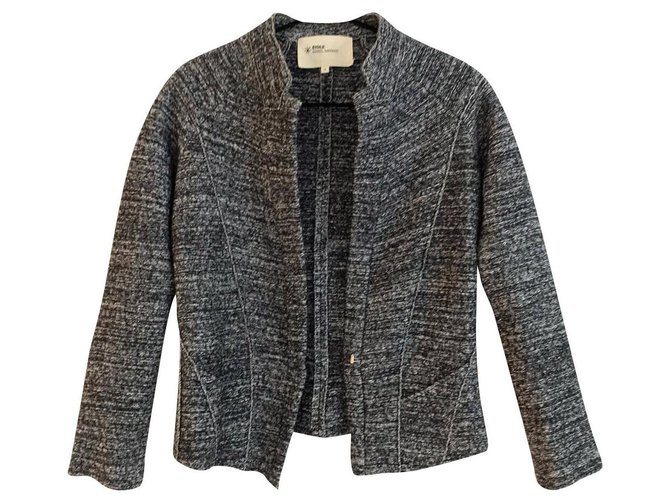 effektiv Lappe et eller andet sted Isabel Marant Etoile short jacket tweed wool & cotton Dark grey ref.156317  - Joli Closet
