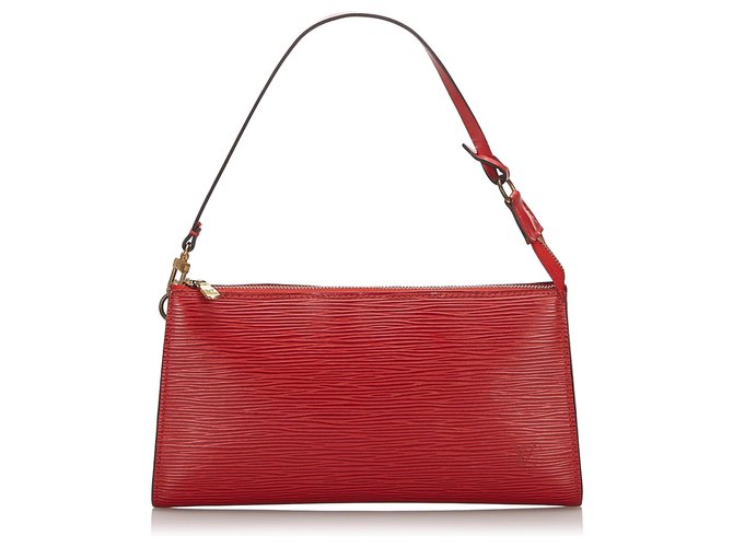 Accesorios de Louis Vuitton Red Epi Pochette Roja Cuero  ref.156372