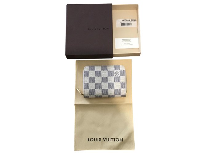 Zippy Porte-monnaie Louis Vuitton Cuir Tissu Blanc Beige  ref.156394