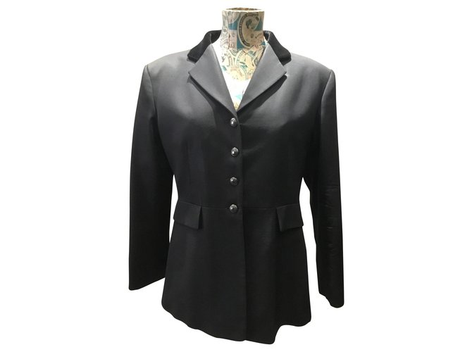 Hermès chaqueta de sport Negro Lana  ref.156413
