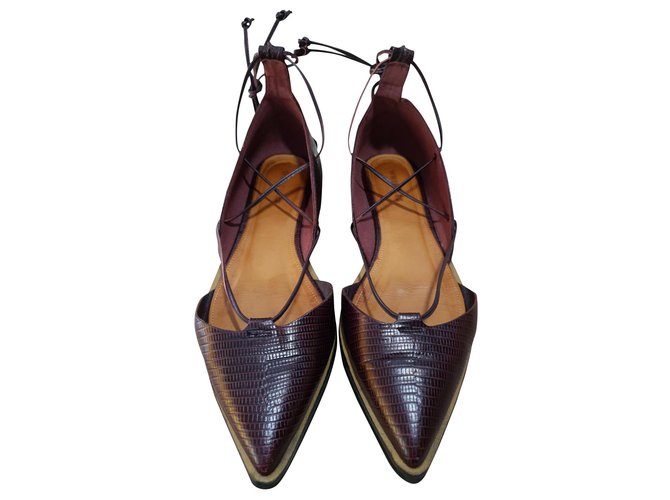 Whistles Flats Dark red Leather  ref.156441