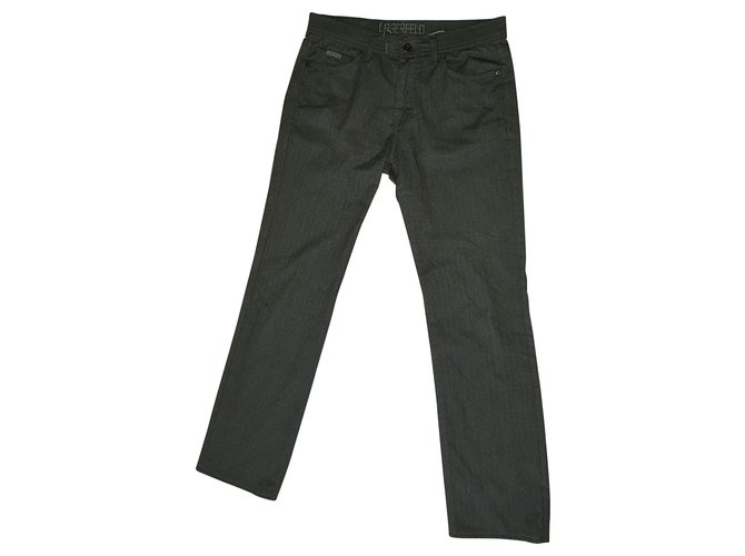 Karl Lagerfeld Hose Anthrazitgrau Baumwolle  ref.156459